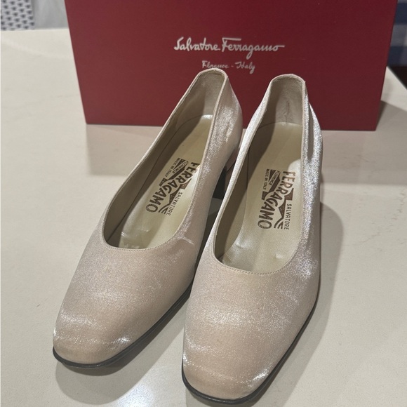 Salvatore Ferragamo Silk pumps with crystals in heels- stunning for a bride! - Picture 8 of 13